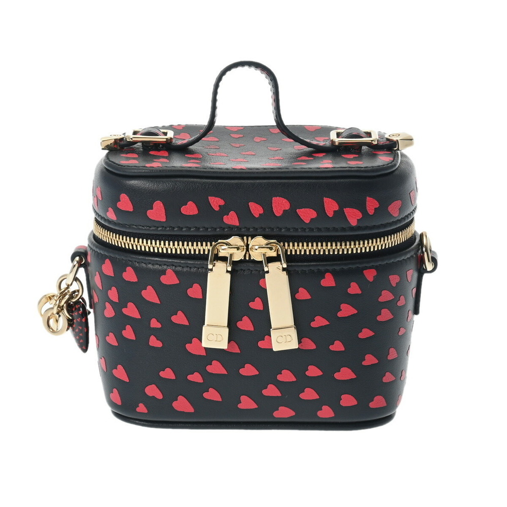 CHRISTIAN DIOR Lady Vanity Heart Navy Blue Red Leather Bag